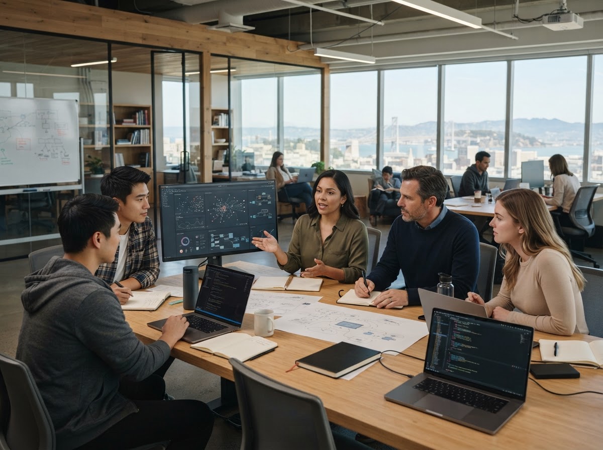 Quantrix Ai research team reviewing model behaviour and data analysis output